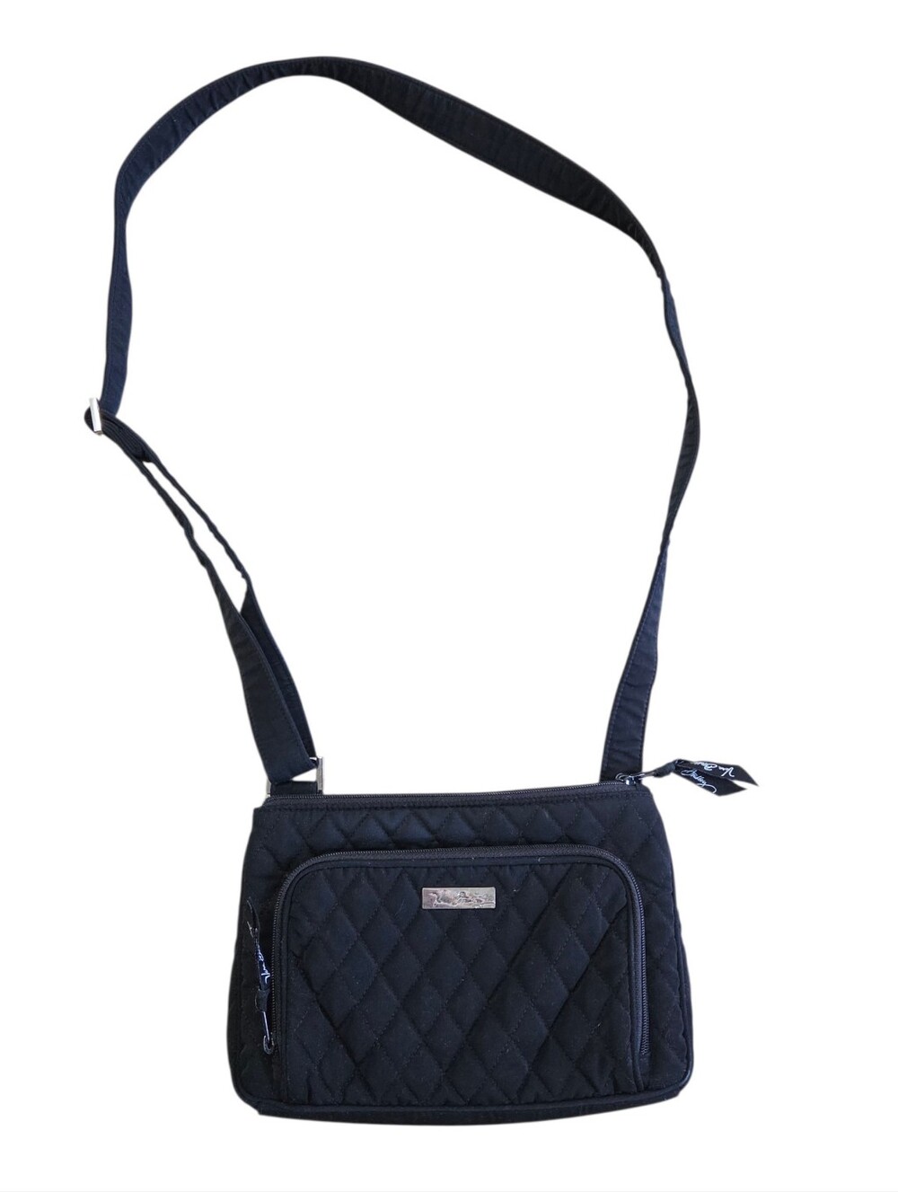 Vera Bradley Little Hipster Black Quilted Cotton Crossbody Bag Purse
